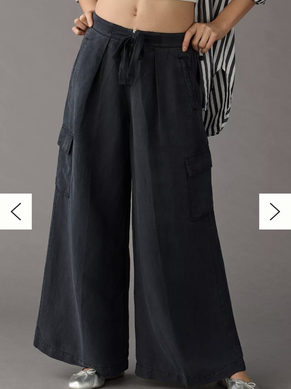 Pilcro Wide Leg Utility Pants Charcoal Grey Size 28 Cargo Anthropologie